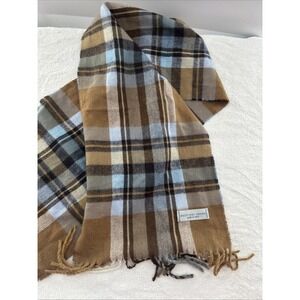 Geoffrey Beene Cashmere Scarf Plaid Check Pattern‎  Made in Italy